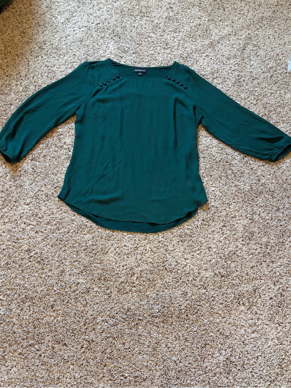 Women’s Forest Green Blouse with Button Shoulder Detail